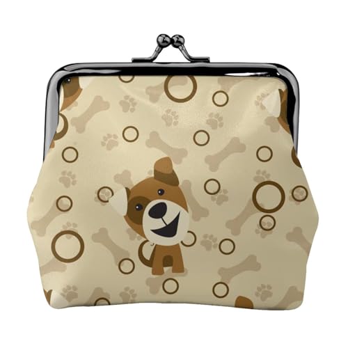 Geldbörse mit Cartoon-Hundeknochen-Aufdruck, Doppelverschluss, Metallrahmen, Leder, Kussschloss, Kleingeldtasche, Geldbörse für Damen, mit Schlüssel, kleine Geldbörsen, Schwarz , Einheitsgröße von EZDLOWVBA