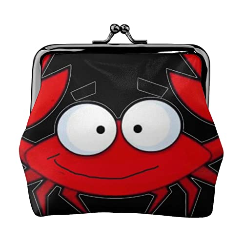 Geldbörse mit Cartoon-Krabben-Druck, Doppelverschluss, Metallrahmen, Leder, Kussschloss, Kleingeldtasche, Geldbörse für Damen, mit Schlüssel, kleine Geldbörsen, Schwarz , Einheitsgröße von EZDLOWVBA