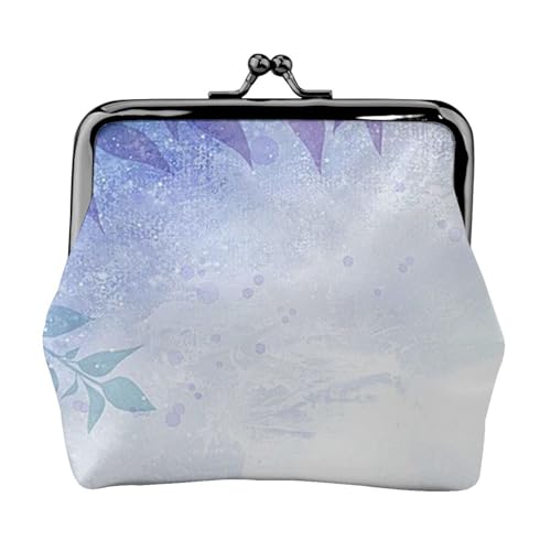 Geldbörse mit Eisblumen-Druck, Doppelverschluss, Metallrahmen, Leder, Kussschloss, Kleingeldtasche, Geldbörse für Damen, mit Schlüssel, kleine Geldbörsen, Schwarz , Einheitsgröße von EZDLOWVBA