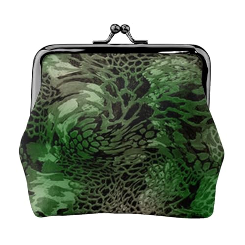 Geldbörse mit Schlangen-Druck, Doppelverschluss, Metallrahmen, Leder, Kussschloss, Kleingeldtasche, Geldbörse für Damen, mit Schlüssel, kleine Geldbörsen, Schwarz , Einheitsgröße von EZDLOWVBA