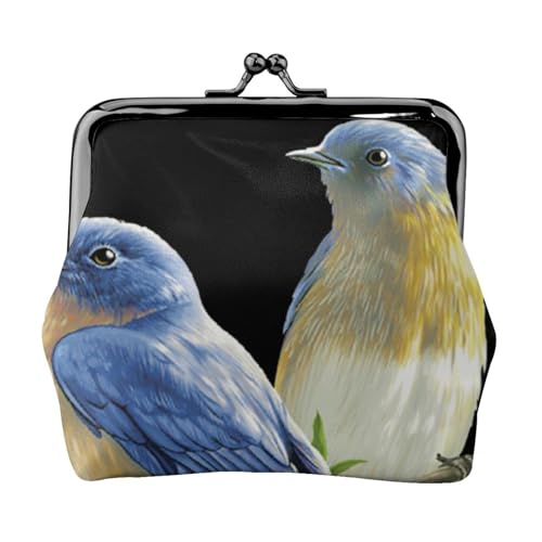 Geldbörse mit zwei Vögeln und Doppelverschluss, Metallrahmen, Leder, Kussschloss, Kleingeldtasche, Geldbörse für Damen, mit Schlüssel, kleine Geldbörsen, Schwarz , Einheitsgröße von EZDLOWVBA