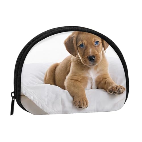 Golden Retriever Print Bedruckte Mini Münzbörse mit Reißverschluss - Kleine Geldbörse für Damen & Herren, Kompakter Reisegeldorganizer, Schwarz , Einheitsgröße von EZDLOWVBA