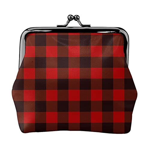 Kleingeldtasche für Damen, kariert, Rot und Schwarz, Doppelverschluss, Metallrahmen, Leder, Kussschloss, Kleingeldtasche, Geldbörse für Damen, mit Schlüssel, kleine Geldbörsen, Schwarz , Einheitsgröße Kleingeldtasche für Damen, kariert, Rot und Schwarz, Doppelverschluss, Metallrahmen, Leder, Kussschloss, Kleingeldtasche, Geldbörse für Damen, mit Schlüssel, kleine Geldbörsen, Schwarz , Einheitsgröße von EZDLOWVBA
