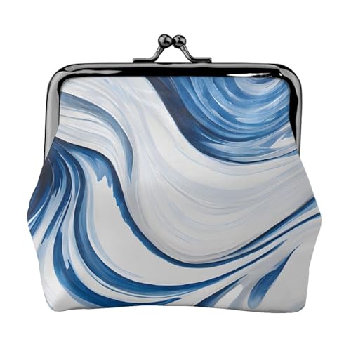 Kleingeldtasche mit Marmordruck, Doppelverschluss, Metallrahmen, Leder, Kussschloss, Kleingeldtasche, Geldbörse für Damen, mit Schlüssel, kleine Geldbörsen, Schwarz , Einheitsgröße von EZDLOWVBA