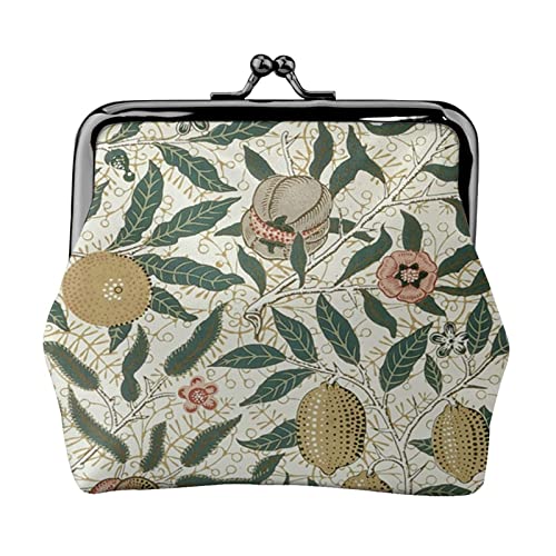 Kleingeldtasche mit Pflanzen und Früchten, Doppelverschluss, Metallrahmen, Leder, Kussschloss, Kleingeldtasche, Geldbörse für Damen, mit Schlüssel, kleine Geldbörsen, Schwarz , Einheitsgröße von EZDLOWVBA