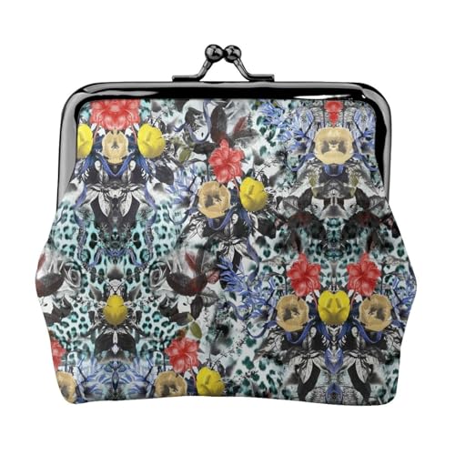 Kleingeldtasche mit doppeltem Verschluss, Metallrahmen, Leder, mit Schlüssel, Rot und Gelb, Schwarz , Einheitsgröße Kleingeldtasche mit doppeltem Verschluss, Metallrahmen, Leder, mit Schlüssel, Rot und Gelb, Schwarz , Einheitsgröße von EZDLOWVBA