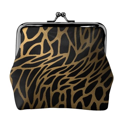Leopard Tiger Print Doppelverschluss Metallrahmen Leder Kiss Lock Kleingeldtasche Geldbörse für Frauen mit Schlüssel, kleine Geldbörsen, Schwarz , Einheitsgröße von EZDLOWVBA