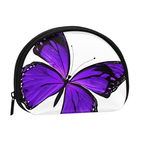 Lila Schmetterling Druck gedruckt Mini Münzbörse mit Reißverschluss - Kleine Geldbörse für Damen & Herren Kompakter Reisegeldorganizer, Schwarz , Einheitsgröße von EZDLOWVBA