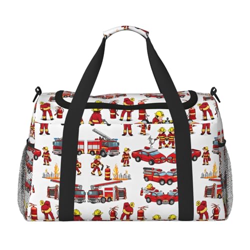 Little Boys and Girls in Firefighters Print Weekender Bag, Holdall Handbag & Shoulder Bag for Travel Fitness von EZDLOWVBA