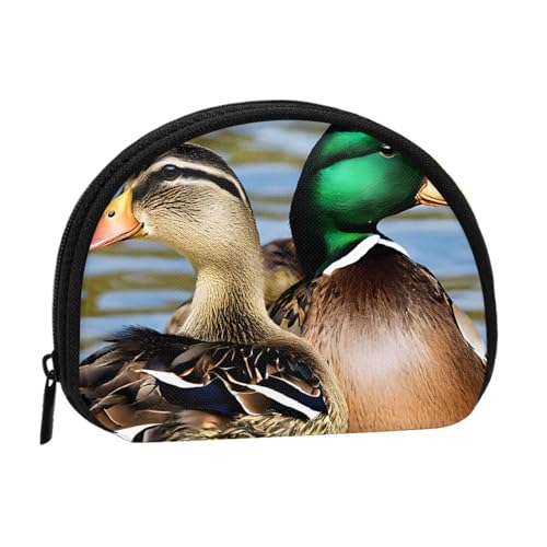 Mallard Duck Print Bedruckte Mini Münzbörse mit Reißverschluss - Kleine Geldbörse für Damen & Herren, Kompakter Reisegeldorganizer, Schwarz , Einheitsgröße von EZDLOWVBA
