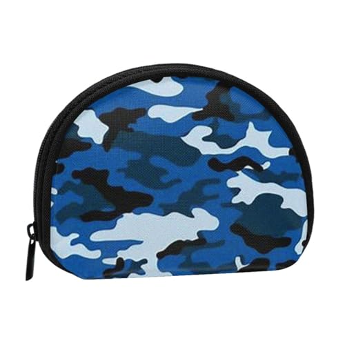 Mini-Geldbörse mit Reißverschluss, klein, für Damen und Herren, kompakter Reise-Geldorganizer mit Camouflage-Muster, Blau, Schwarz , Einheitsgröße von EZDLOWVBA