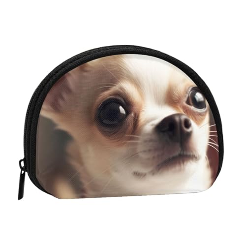 Mini-Geldbörse mit niedlichem Chihuahua-Druck, mit Reißverschluss, kleine Geldbörse für Damen und Herren, kompakter Reisegeldorganisator, Schwarz , Einheitsgröße von EZDLOWVBA
