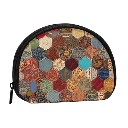 Mini-Münzgeldbörse im afrikanischen Stil mit Patchwork-Druck, mit Reißverschluss, kleine Geldbörse für Damen und Herren, kompakter Reise-Geldorganizer, Schwarz , Einheitsgröße von EZDLOWVBA