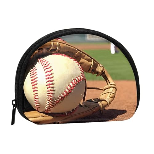 Mini-Münzgeldbörse mit Baseball-Druck, mit Reißverschluss, kleine Geldbörse für Damen und Herren, kompakter Reisegeldorganisator, Schwarz , Einheitsgröße von EZDLOWVBA