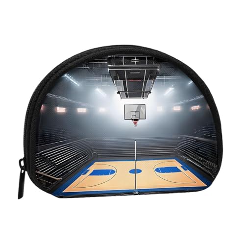 Mini-Münzgeldbörse mit Basketball-Druck, mit Reißverschluss, kleine Geldbörse für Damen und Herren, kompakter Reisegeldorganisator, Schwarz , Einheitsgröße von EZDLOWVBA