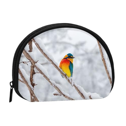 Mini-Münzgeldbörse mit Birkenbäumen bedruckt, mit Reißverschluss, kleine Geldbörse für Damen und Herren, kompakter Reise-Geldorganizer, Schwarz , Einheitsgröße von EZDLOWVBA