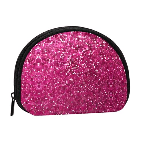 Mini-Münzgeldbörse mit Glitzer-Druck, mit Reißverschluss, kleine Geldbörse für Damen und Herren, kompakter Reise-Geldorganizer, Schwarz , Einheitsgröße von EZDLOWVBA