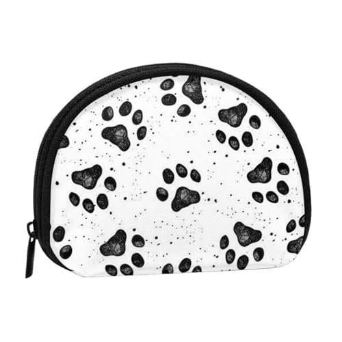 Mini-Münzgeldbörse mit Hundepfotenmuster, bedruckt, mit Reißverschluss, kleine Geldbörse für Damen und Herren, kompakter Reisegeldorganisator, Schwarz , Einheitsgröße von EZDLOWVBA