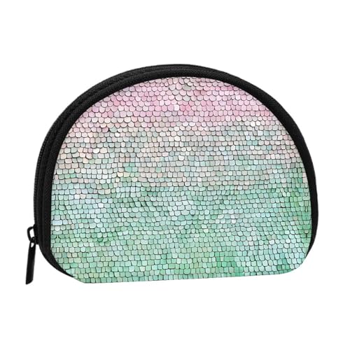 Mini-Münzgeldbörse mit Meerjungfrauen-Druck und Reißverschluss, kleine Geldbörse für Damen und Herren, kompakter Reisegeldorganisator, Schwarz , Einheitsgröße von EZDLOWVBA