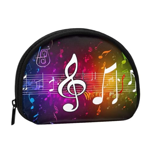 Mini-Münzgeldbörse mit Musiknoten-Druck, mit Reißverschluss, kleine Geldbörse für Damen und Herren, kompakter Reise-Geldorganizer, Schwarz , Einheitsgröße von EZDLOWVBA