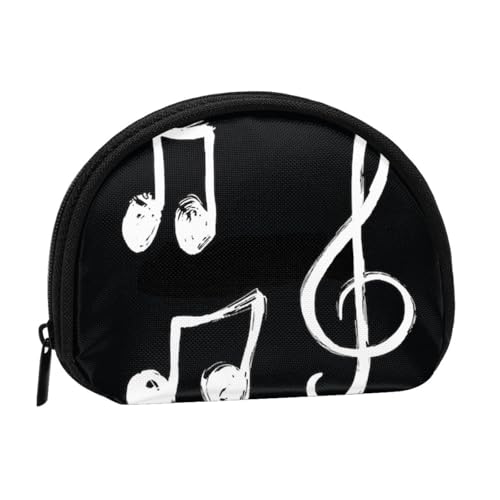 Mini-Münzgeldbörse mit Musiknoten bedruckt, mit Reißverschluss, kleine Geldbörse für Damen und Herren, kompakter Reisegeldorganisator, Schwarz , Einheitsgröße von EZDLOWVBA