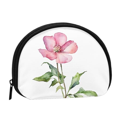Mini-Münzgeldbörse mit Pfingstrosen-Druck, mit Reißverschluss, kleine Geldbörse für Damen und Herren, kompakter Reise-Geldorganizer, Schwarz , Einheitsgröße von EZDLOWVBA