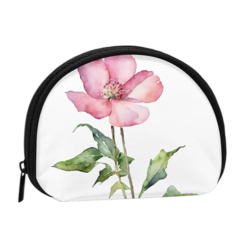 Mini-Münzgeldbörse mit Pfingstrosen-Druck, mit Reißverschluss, kleine Geldbörse für Damen und Herren, kompakter Reise-Geldorganizer, Schwarz , Einheitsgröße von EZDLOWVBA