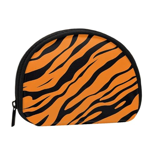 Mini-Münzgeldbörse mit Reißverschluss, Leopardenmuster, Orange Tiger – kleine Geldbörse für Damen & Herren, kompakter Reise-Geldorganizer, Schwarz , Einheitsgröße von EZDLOWVBA