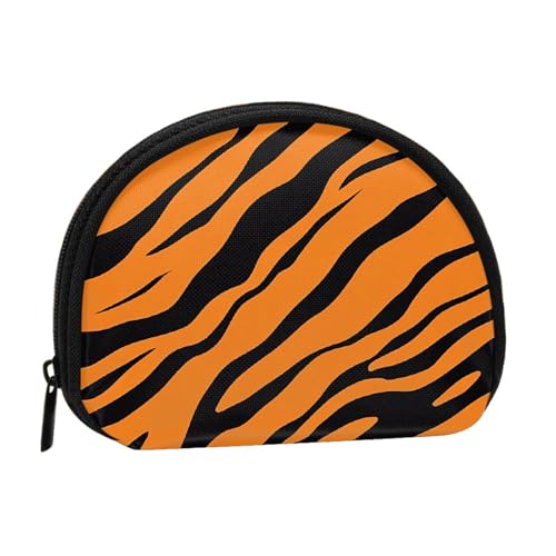 EZDLOWVBA Mini-Münzgeldbörse mit Reißverschluss, Leopardenmuster, Orange Tiger – kleine Geldbörse für Damen & Herren, kompakter Reise-Geldorganizer, Schwarz , Einheitsgröße von EZDLOWVBA