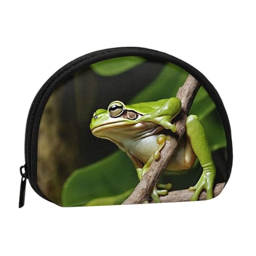 Mini-Münzgeldbörse mit Reißverschluss, Motiv: Friedensbaum, Frosch-Druck, kleine Geldbörse für Damen und Herren, kompakter Reise-Geldorganizer, Schwarz , Einheitsgröße von EZDLOWVBA