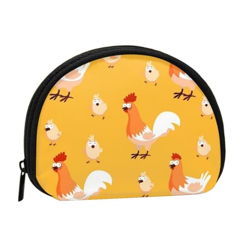 Mini-Münzgeldbörse mit Reißverschluss, Motiv: Huhn Küken, kleine Geldbörse für Damen und Herren, kompakter Reise-Geldorganizer, Schwarz , Einheitsgröße von EZDLOWVBA