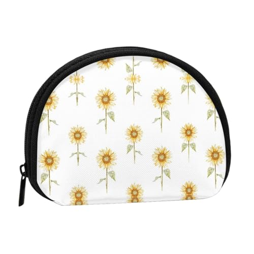 Mini-Münzgeldbörse mit Reißverschluss, Motiv: blühende Sonnenblumen, kleine Geldbörse für Damen und Herren, kompakter Reisegeldorganisator, Schwarz , Einheitsgröße von EZDLOWVBA