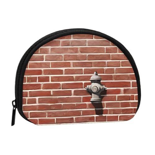 Mini-Münzgeldbörse mit Reißverschluss, Motiv: industrielle Ziegelmauer, bedruckt, kleine Geldbörse für Damen und Herren, kompakter Reise-Geldorganizer, Schwarz , Einheitsgröße von EZDLOWVBA