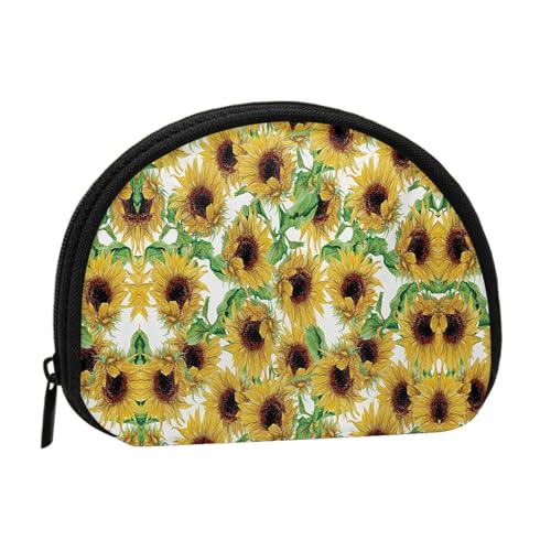 Mini-Münzgeldbörse mit Sonnenblumen-Druck, mit Reißverschluss, kleine Geldbörse für Damen und Herren, kompakter Reise-Geldorganizer, Schwarz , Einheitsgröße von EZDLOWVBA