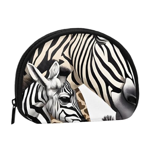 Mini-Münzgeldbörse mit Zebra- und Giraffen-Druck, mit Reißverschluss, kleine Geldbörse für Damen und Herren, kompakter Reisegeldorganisator, Schwarz , Einheitsgröße von EZDLOWVBA