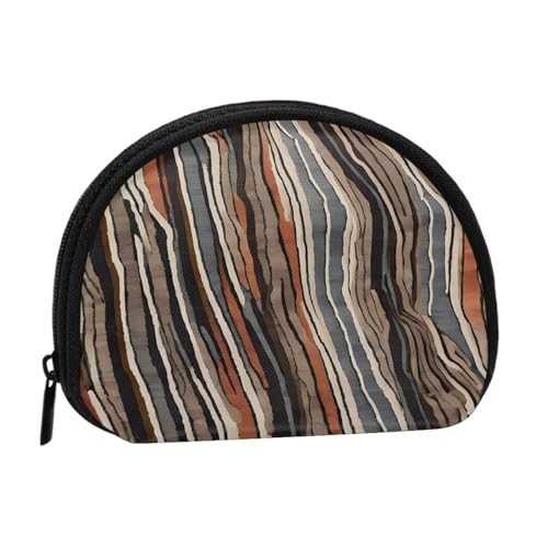 Mini-Münzgeldbörse mit buntem Streifendruck, mit Reißverschluss, kleine Geldbörse für Damen und Herren, kompakter Reise-Geldorganizer, Schwarz , Einheitsgröße von EZDLOWVBA