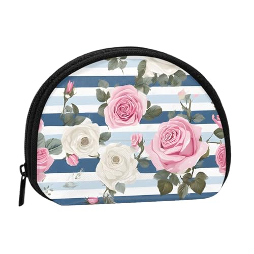 Mini-Münzgeldbörse mit gestreiftem Sukkulenten-Druck, mit Reißverschluss, kleine Geldbörse für Damen und Herren, kompakter Reise-Geldorganizer, Schwarz , Einheitsgröße von EZDLOWVBA