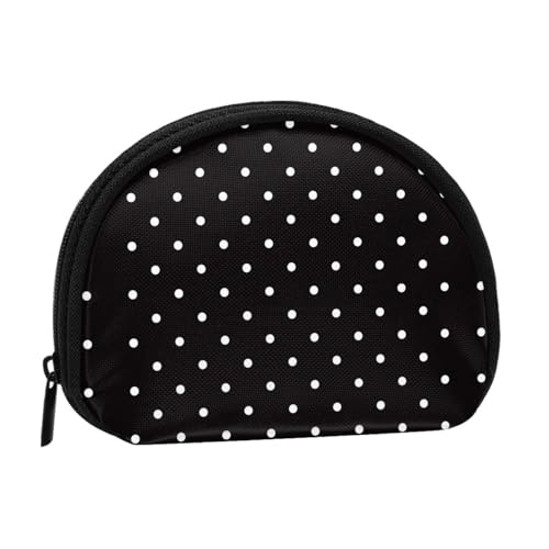 Mini-Münzgeldbörse mit weißem Punktemuster, bedruckt, mit Reißverschluss, kleine Geldbörse für Damen und Herren, kompakter Reisegeldorganisator, Schwarz , Einheitsgröße von EZDLOWVBA