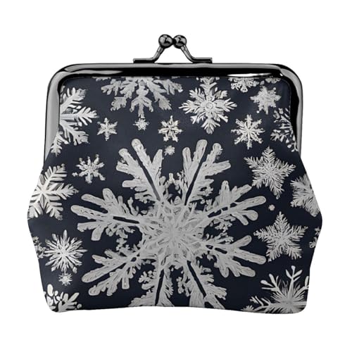 Moderne Geldbörse mit Blumendruck, Doppelverschluss, Metallrahmen, Leder, Kussschloss, Kleingeldtasche, Geldbörse für Damen, mit Schlüssel, kleine Geldbörsen, Schwarz , Einheitsgröße von EZDLOWVBA