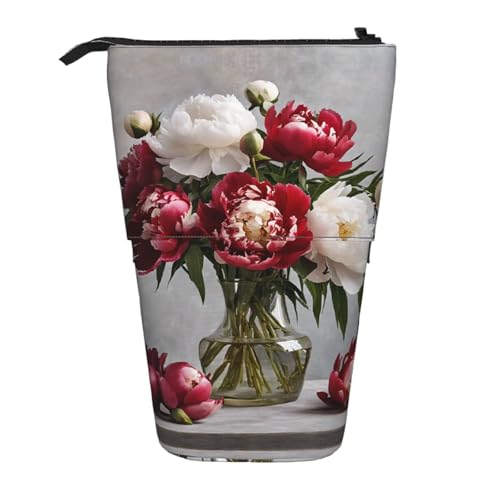 Pfingstrose Blumen Blüte Druck Schreibwaren Tasche für Jungen & Mädchen Ständer Bleistifthalter Reißverschluss Federmäppchen Teleskopkoffer Studenten & Büro Mittelschule von EZDLOWVBA