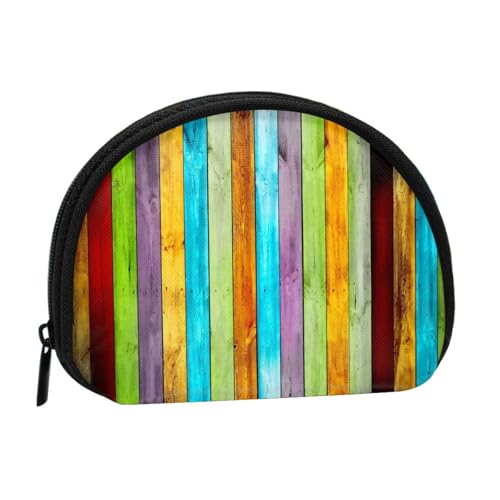 Planks in Zimmerei Eichenholz Druck bedruckte Mini Münzbörse mit Reißverschluss - Kleine Geldbörse für Damen & Herren, kompakter Reisegeldorganizer, Schwarz , Einheitsgröße von EZDLOWVBA