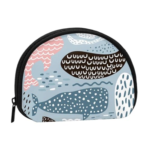 Robbenwal-Oktopus-Fisch-Druck, bedruckte Mini-Münzgeldbörse mit Reißverschluss, kleine Geldbörse für Damen und Herren, kompakter Reise-Geldorganizer, Schwarz , Einheitsgröße von EZDLOWVBA