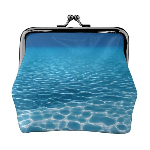 Ruhige Unterwasserlandschaft Druck Doppelverschluss Metallrahmen Leder Kiss Lock Kleingeldtasche Geldbörse für Frauen mit Schlüssel, kleine Geldbörsen, Schwarz , Einheitsgröße von EZDLOWVBA