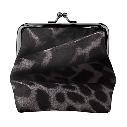 Schwarze Geldbörse mit Leopardenmuster, Doppelverschluss, Metallrahmen, Leder, Kussschloss, Kleingeldtasche, Geldbörse für Damen, mit Schlüssel, kleine Geldbörsen, Schwarz , Einheitsgröße von EZDLOWVBA