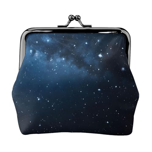 Starry Night Deep Outer Space Print Double Clasp Metal Frame Leather Kiss Lock Change Pouch Wallet for Women with Keys, Small Purses, Schwarz , Einheitsgröße von EZDLOWVBA