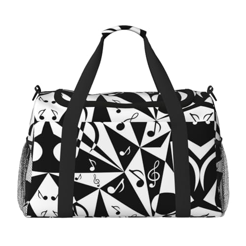 Stilvolle Wochenendtasche mit Musiknotenmuster, Turnbeutel mit Handgepäck, Wochenendtasche, Reisetasche und Schultertasche für Reisen und Fitness Stilvolle Wochenendtasche mit Musiknotenmuster, Turnbeutel mit Handgepäck, Wochenendtasche, Reisetasche und Schultertasche für Reisen und Fitness von EZDLOWVBA