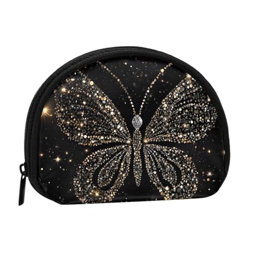 Strass Schmetterling Druck Gedruckt Mini Münzbörse mit Reißverschluss - Kleine Geldbörse für Damen & Herren Kompakter Reisegeldorganizer, Schwarz , Einheitsgröße von EZDLOWVBA