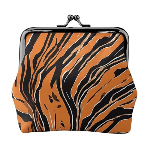 Tiger Stripes Orange Pattern Print Double Clasp Metal Frame Leather Kiss Lock Change Pouch Wallet for Women with Keys, Small Purses, Schwarz , Einheitsgröße Tiger Stripes Orange Pattern Print Double Clasp Metal Frame Leather Kiss Lock Change Pouch Wallet for Women with Keys, Small Purses, Schwarz , Einheitsgröße von EZDLOWVBA