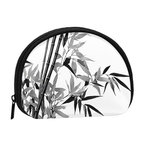 Tree Image Chinesischer Kalligraphie-Druck bedruckte Mini-Münzgeldbörse mit Reißverschluss – kleine Geldbörse für Damen und Herren, kompakter Reisegeld-Organizer, Schwarz , Einheitsgröße von EZDLOWVBA