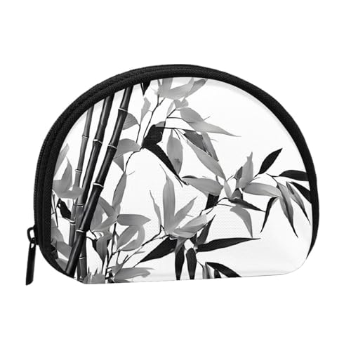 Tree Image Chinesischer Kalligraphie-Druck bedruckte Mini-Münzgeldbörse mit Reißverschluss – kleine Geldbörse für Damen und Herren, kompakter Reisegeld-Organizer, Schwarz , Einheitsgröße von EZDLOWVBA